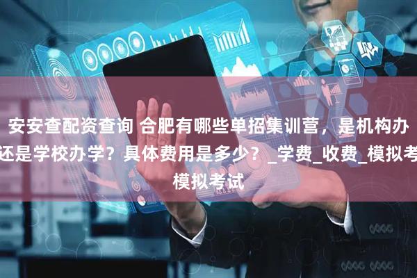 安安查配资查询 合肥有哪些单招集训营，是机构办学还是学校办学？具体费用是多少？_学费_收费_模拟考试