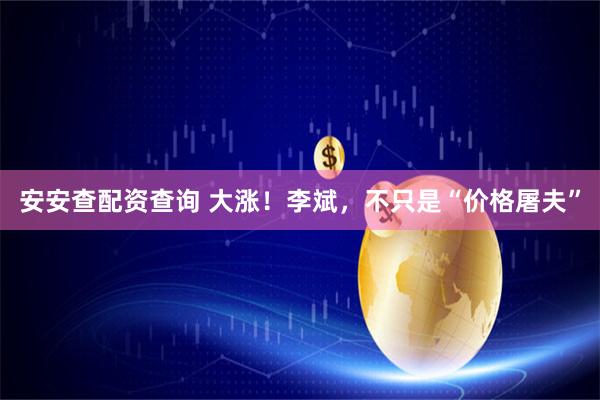 安安查配资查询 大涨！李斌，不只是“价格屠夫”